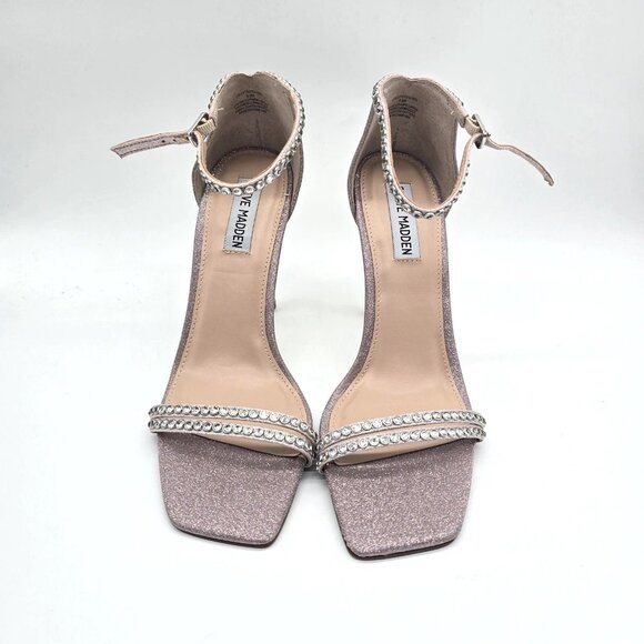 Steve Madden Colette Heels 8.5M Sparkle Blush Rhinestone Strappy - Picture 13 of 15